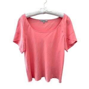 NURTURE | Pink Silk Linen Blend Short Sleeve Blouse Scoop Neck Top NWT | Large